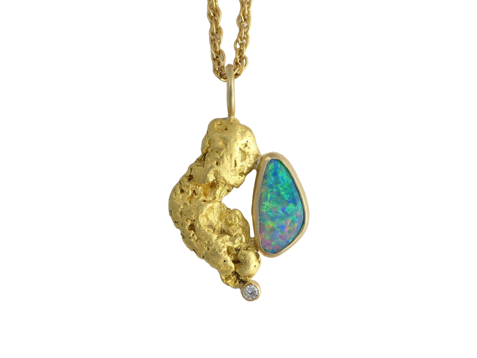 Australian opal and gold nugget pendant