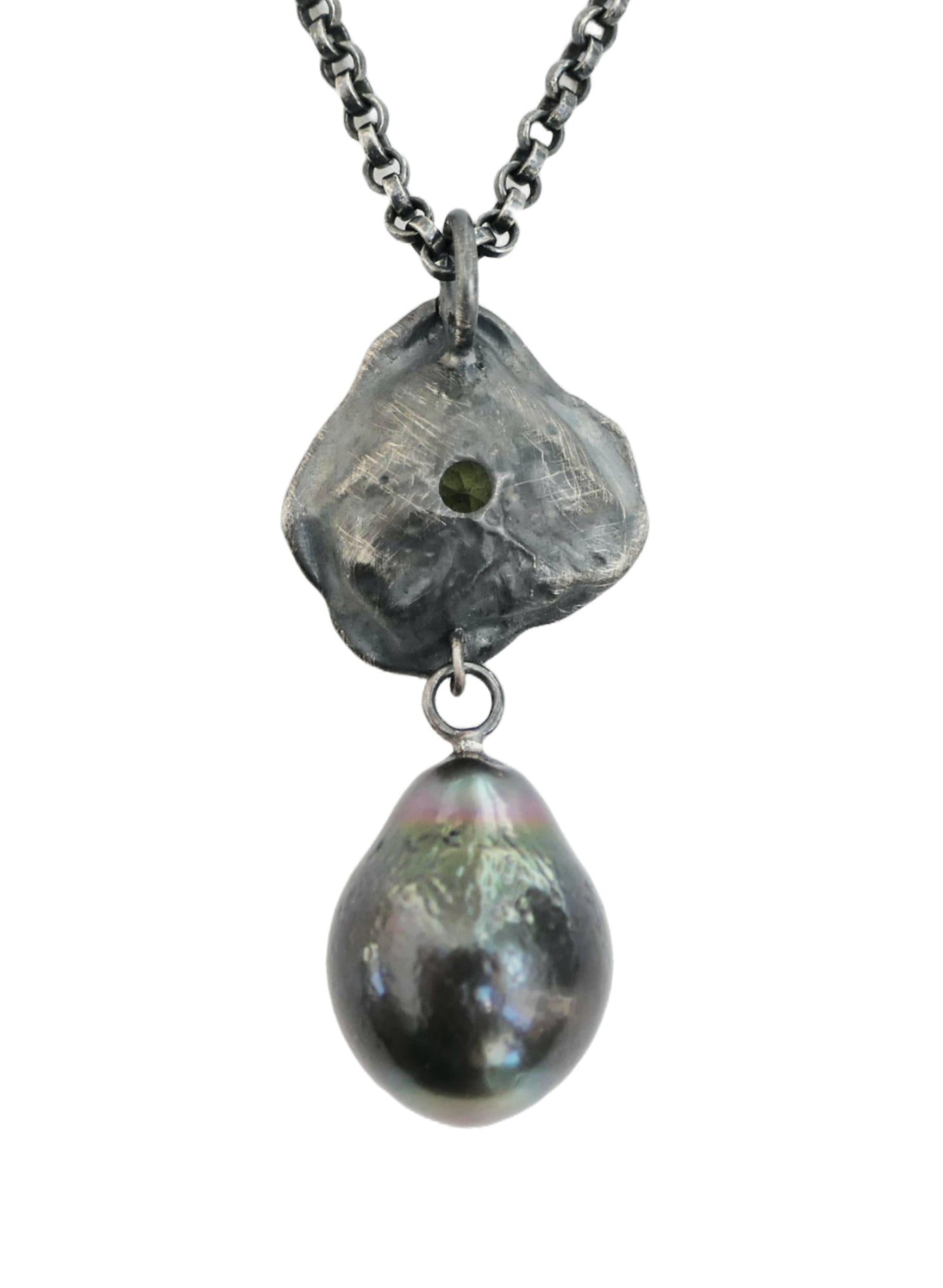 sterling silver peridot pendant