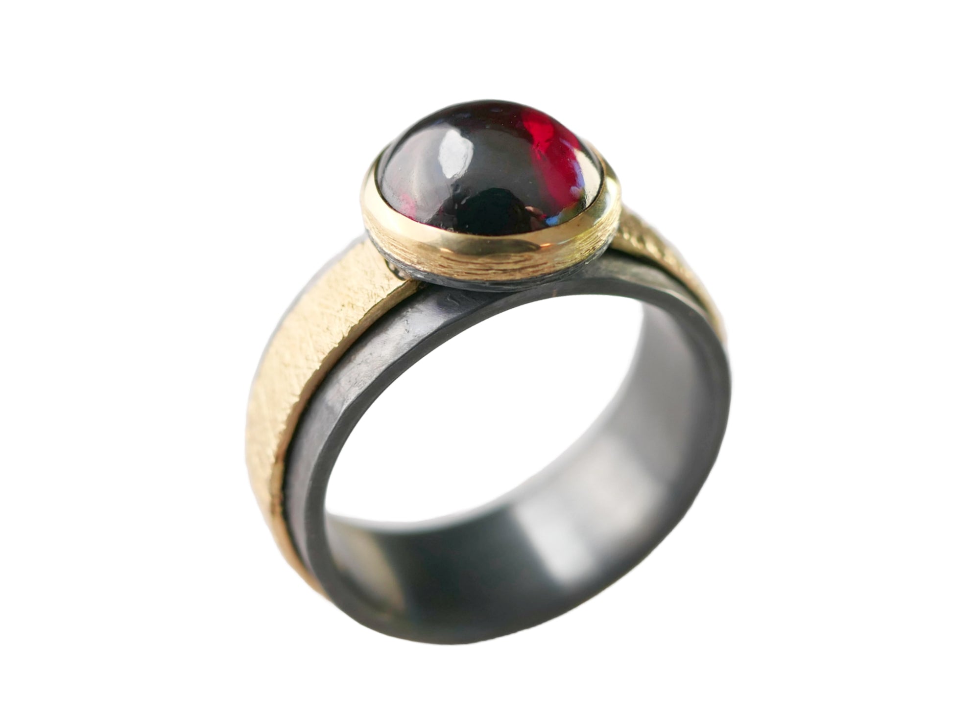 bold garnet ring, unique men's jewelry