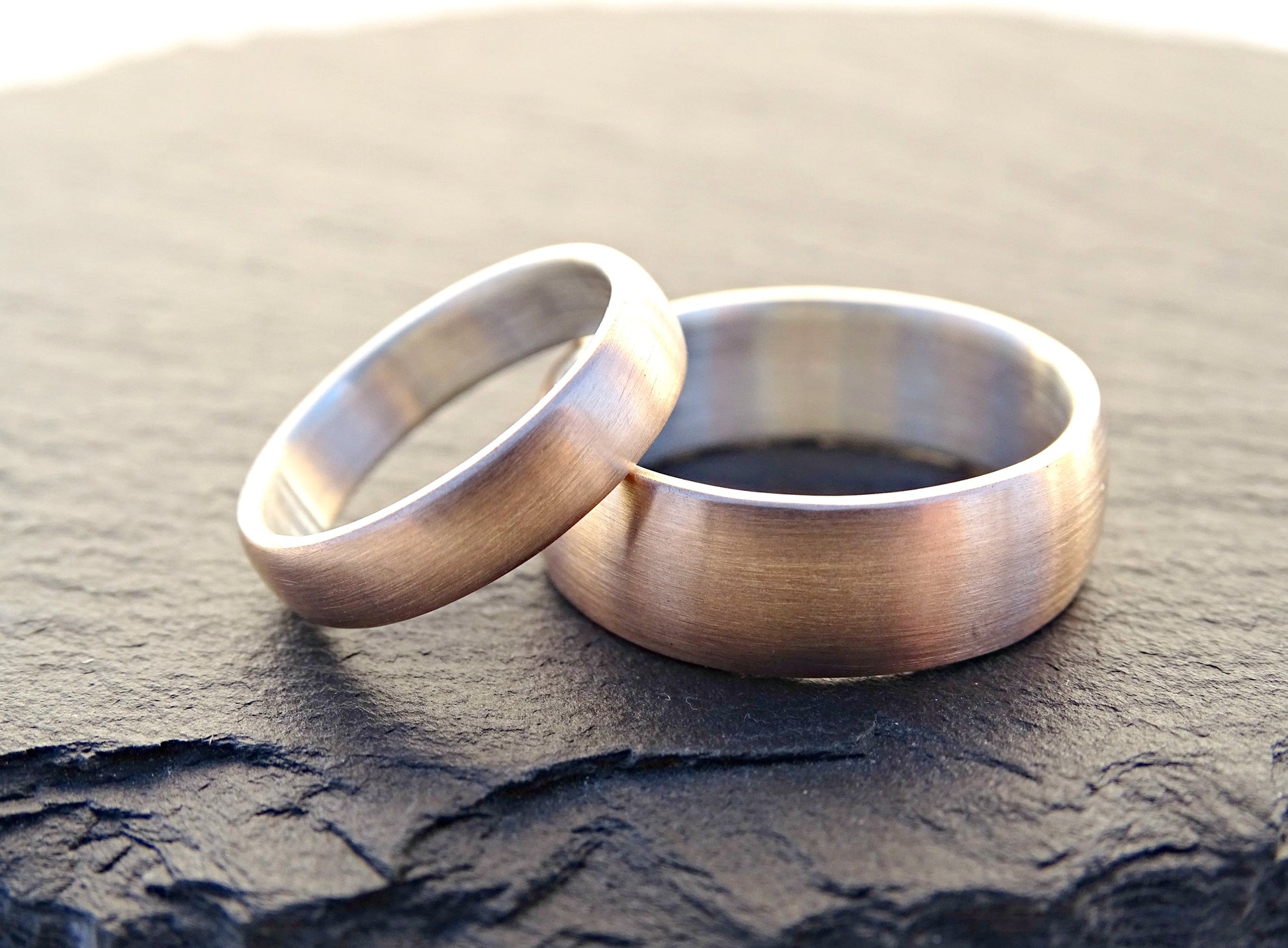 domed bronze silver ring