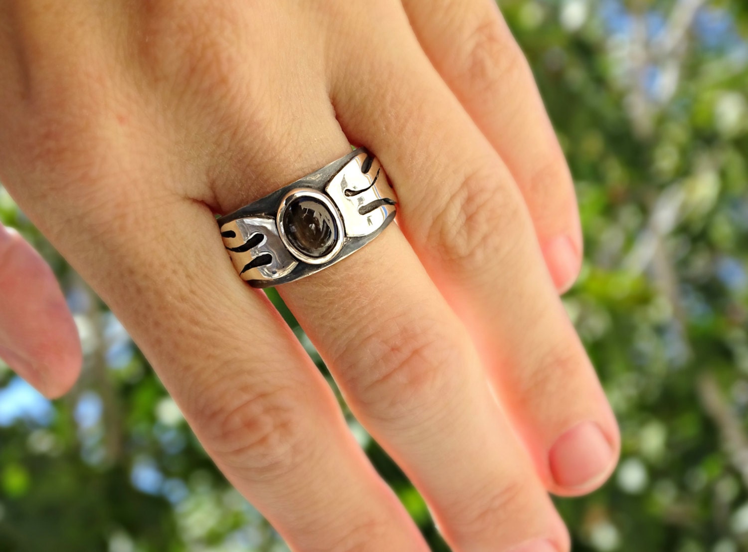 black star sapphire ring mens