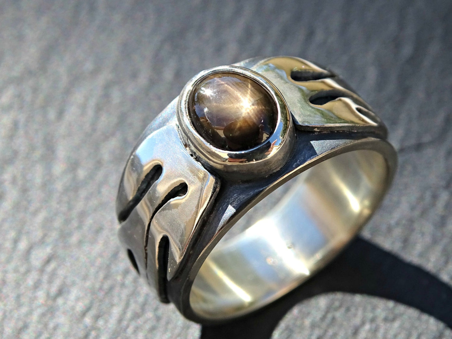 black star sapphire ring mens