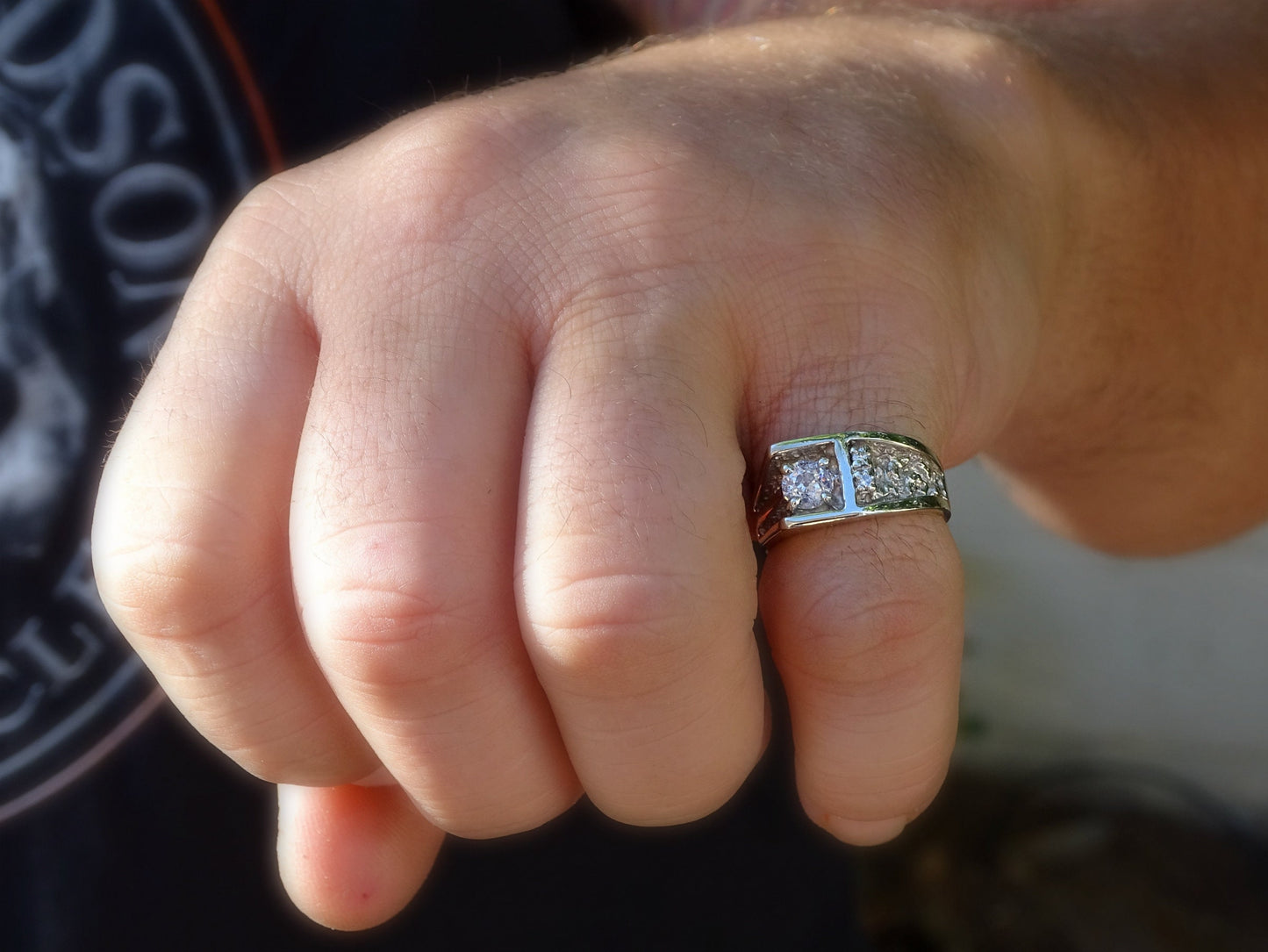 mens diamond ring white gold