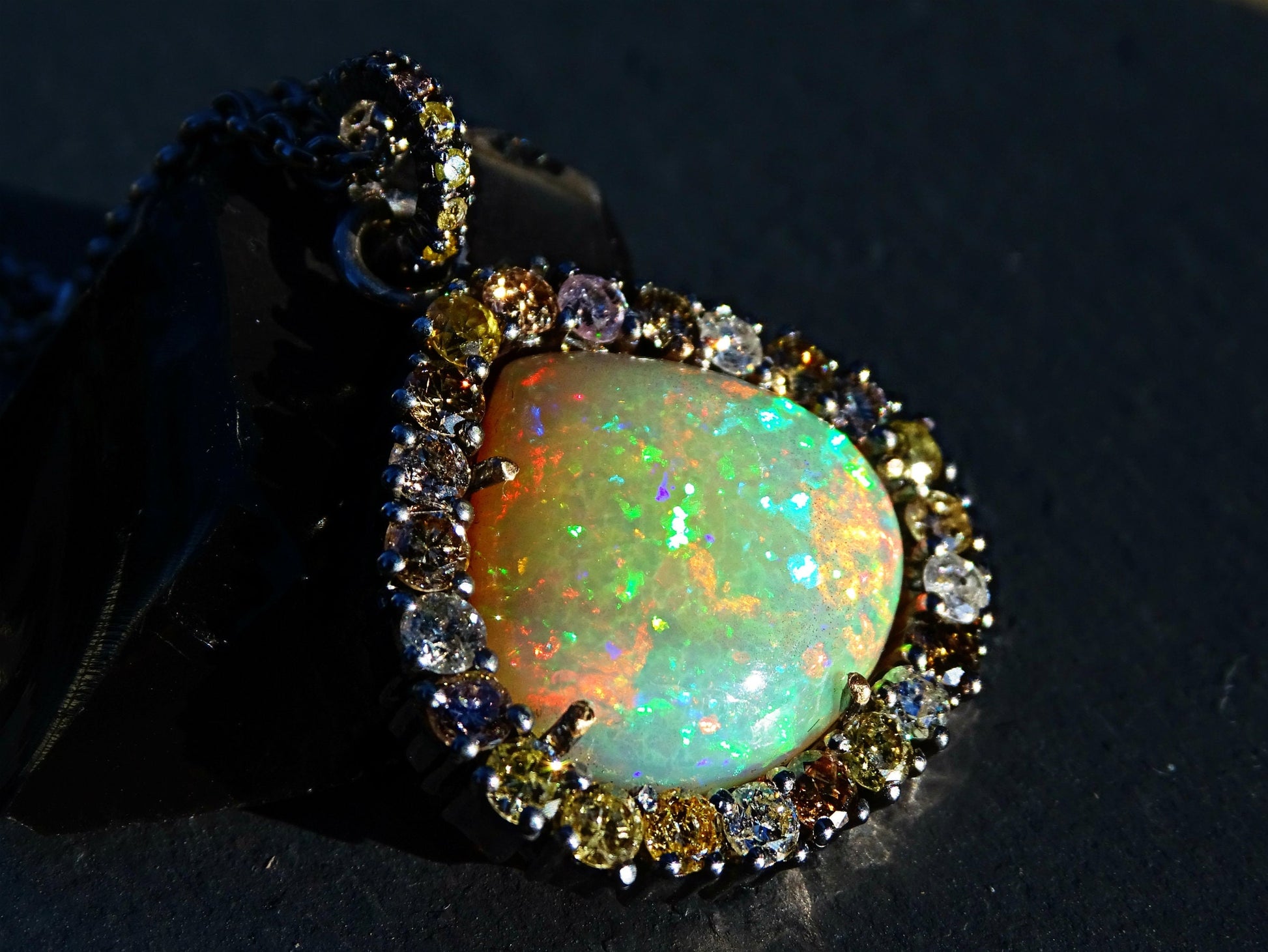 opal diamond necklace