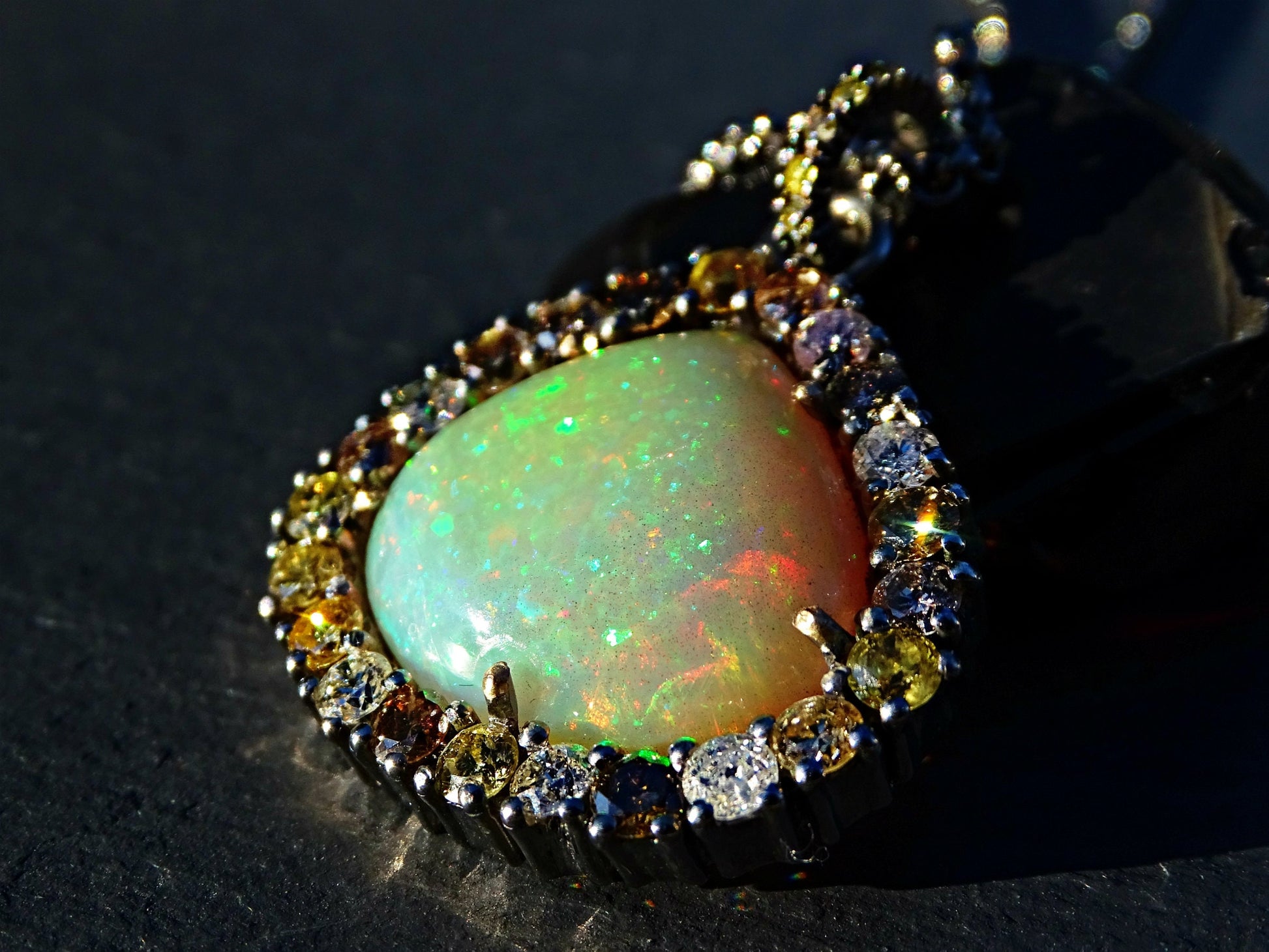opal diamond necklace