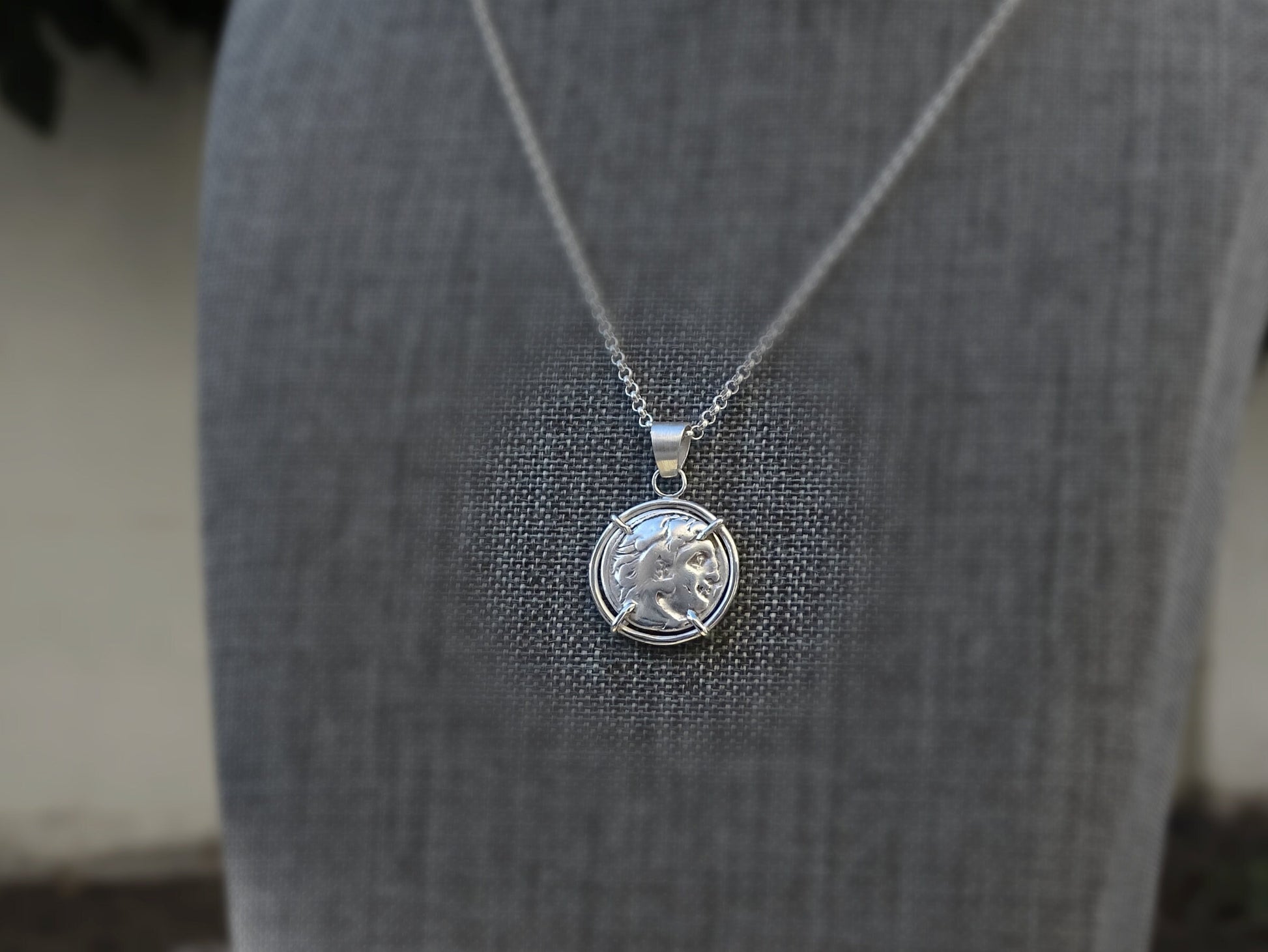 ancient Herakles coin necklace Zeus coin pendant, Alexander the Great coin pendant silver, real Greek coin pendant, unique mens gift - CrazyAss Jewelry Designs