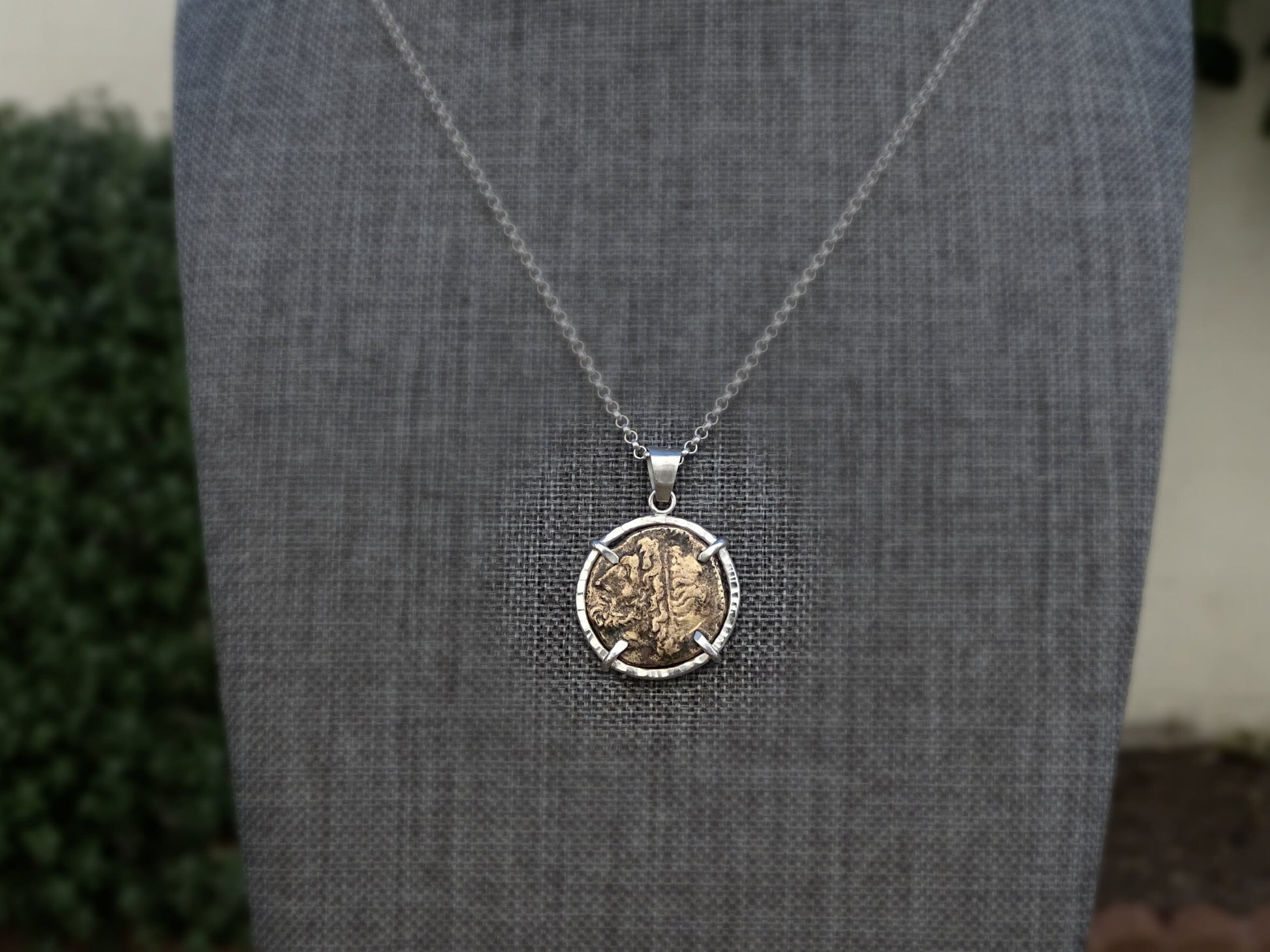 ancient Greek Poseidon coin pendant