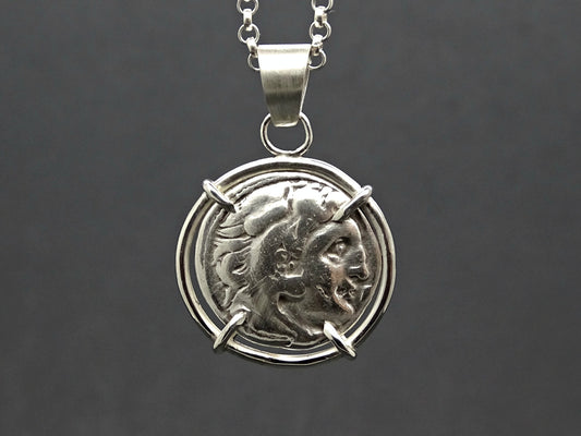ancient Herakles coin necklace Zeus coin pendant, Alexander the Great coin pendant silver, real Greek coin pendant, unique mens gift - CrazyAss Jewelry Designs