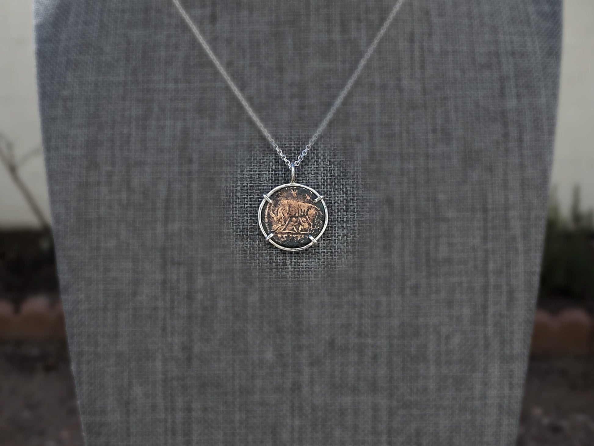 Capitoline she-wolf coin necklace