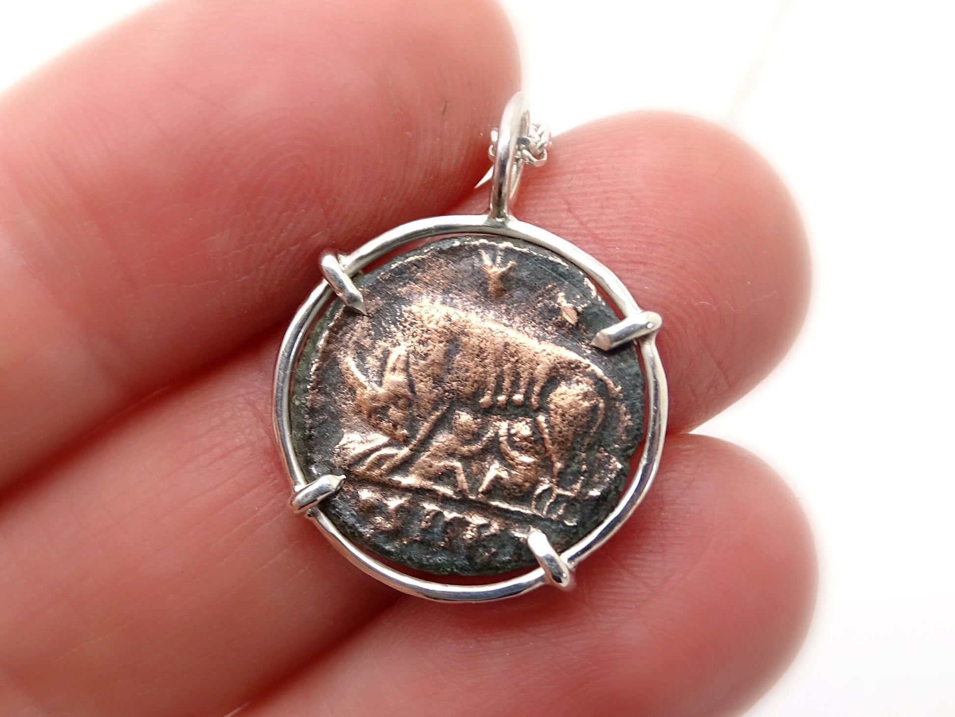 Capitoline she-wolf coin pendant
