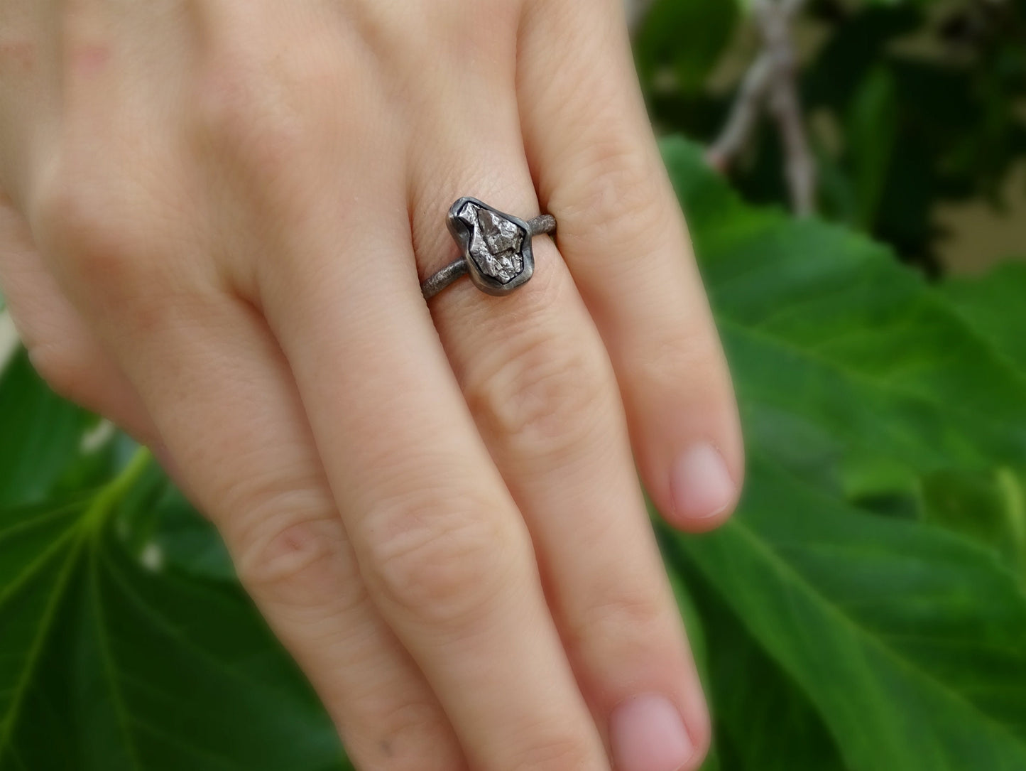 meteorite engagement ring for women