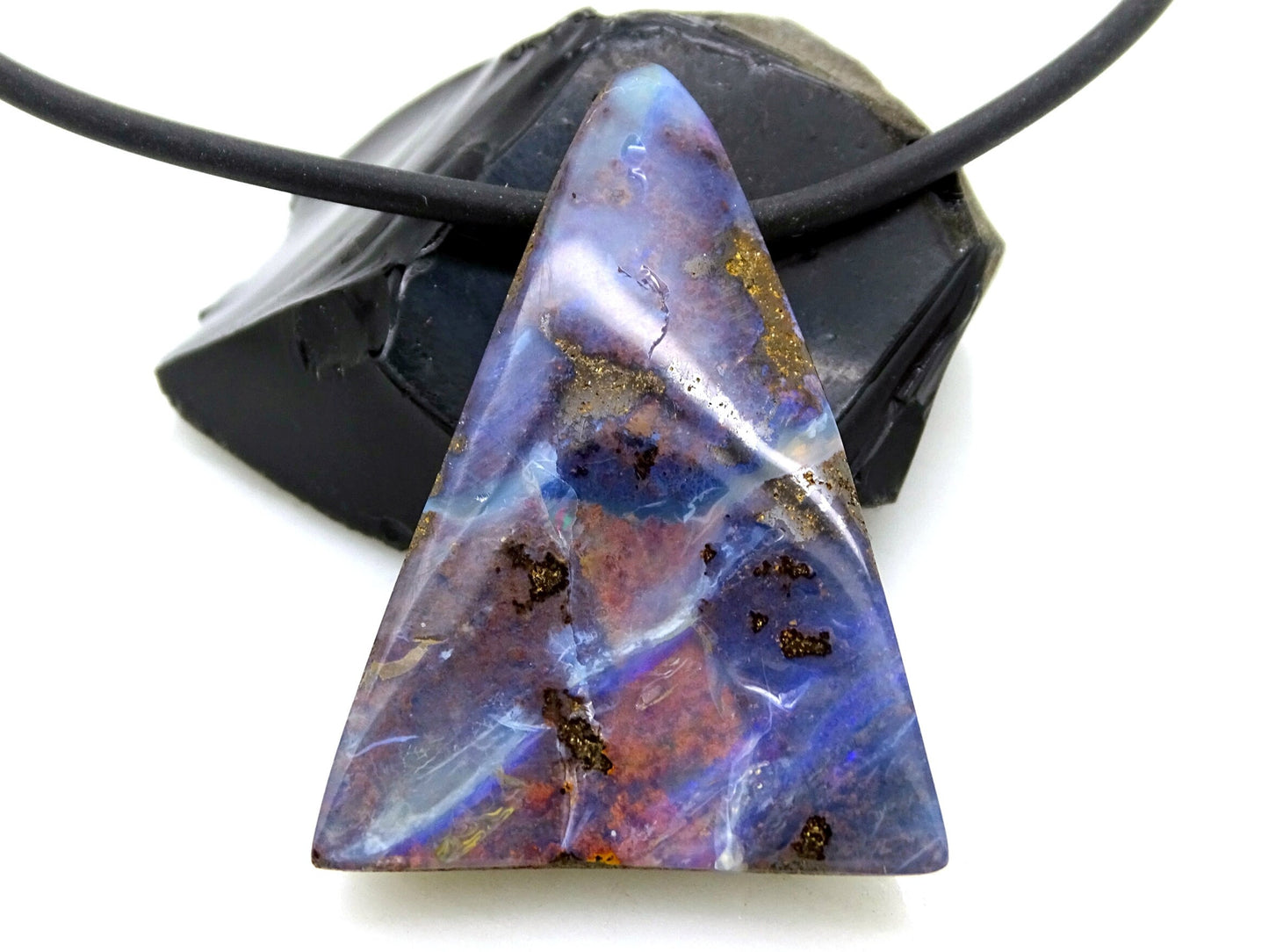 large purple Australian Boulder opal necklace - CrazyAss Jewelry Designs