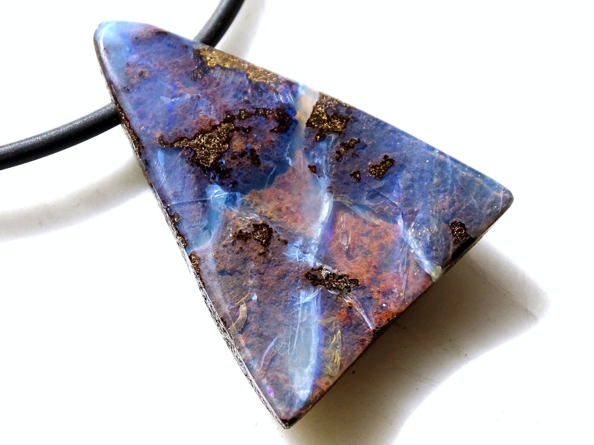 large purple Australian Boulder opal necklace - CrazyAss Jewelry Designs
