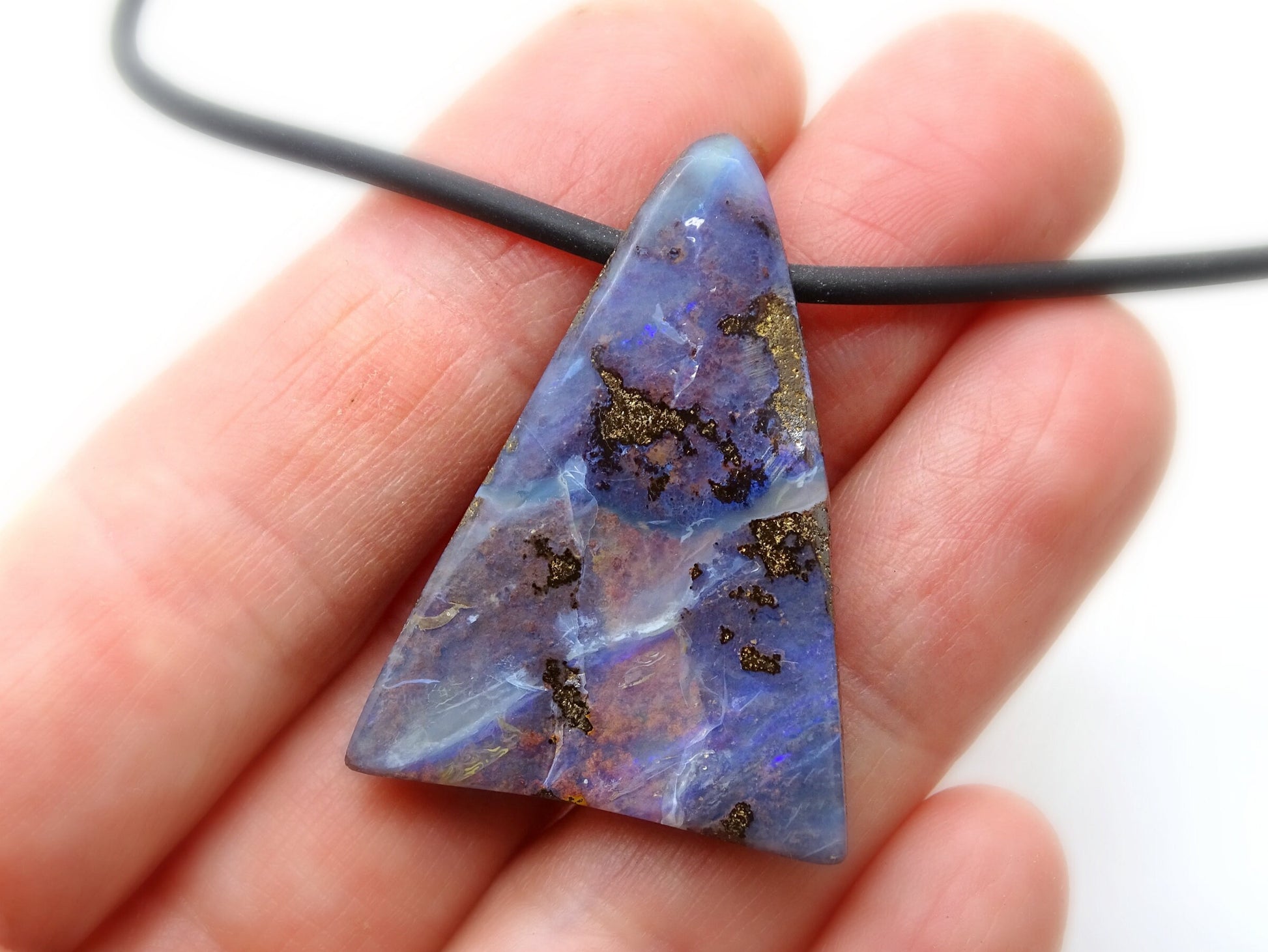 large purple Australian Boulder opal necklace - CrazyAss Jewelry Designs