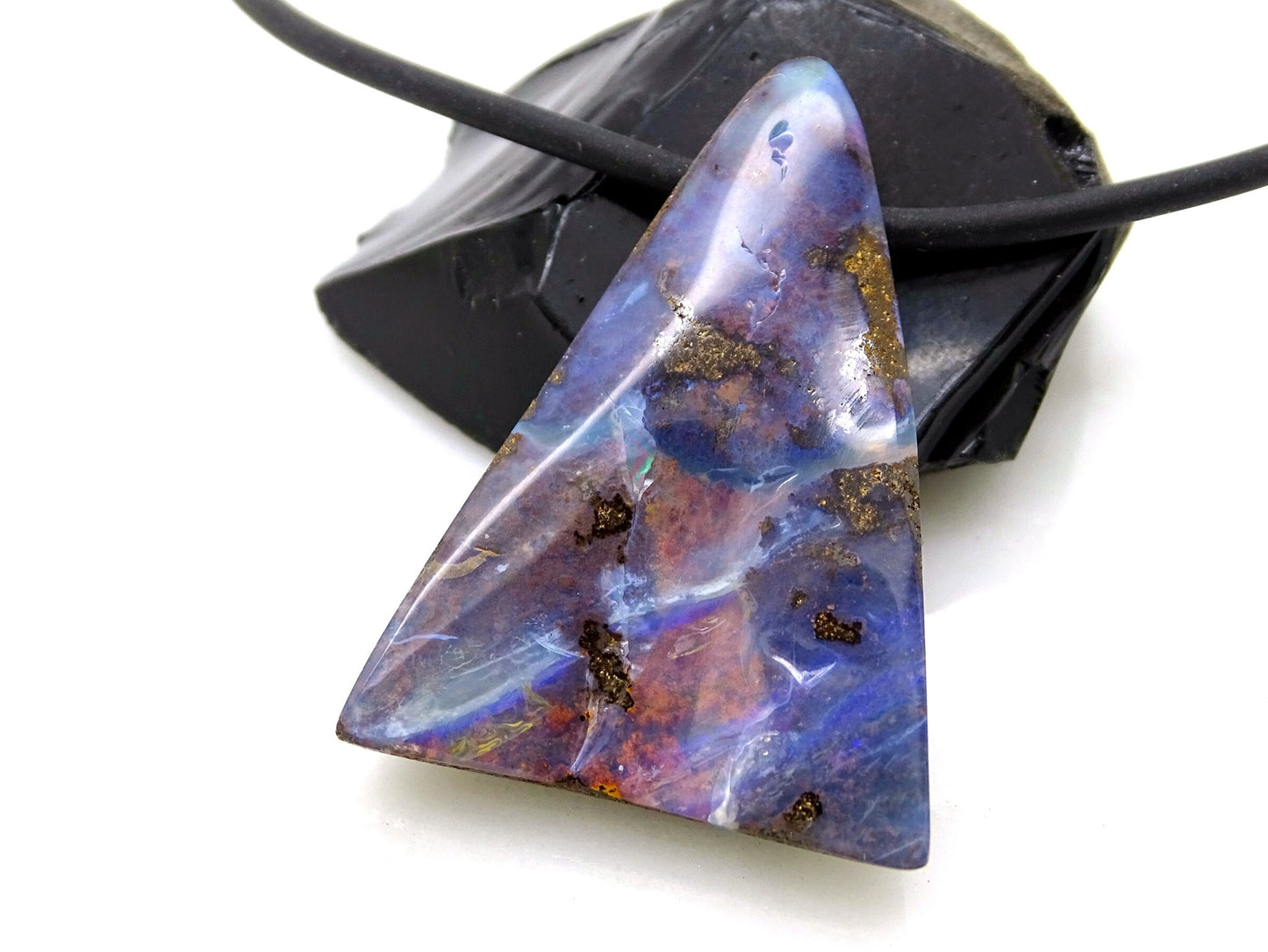 large purple Australian Boulder opal necklace - CrazyAss Jewelry Designs