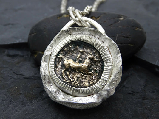 ancient Greek coin silver necklace