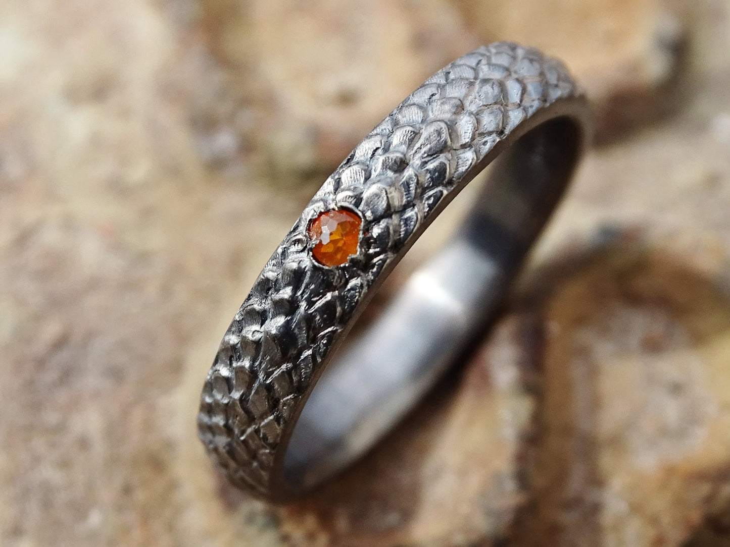 dragon scale ring with gemstone