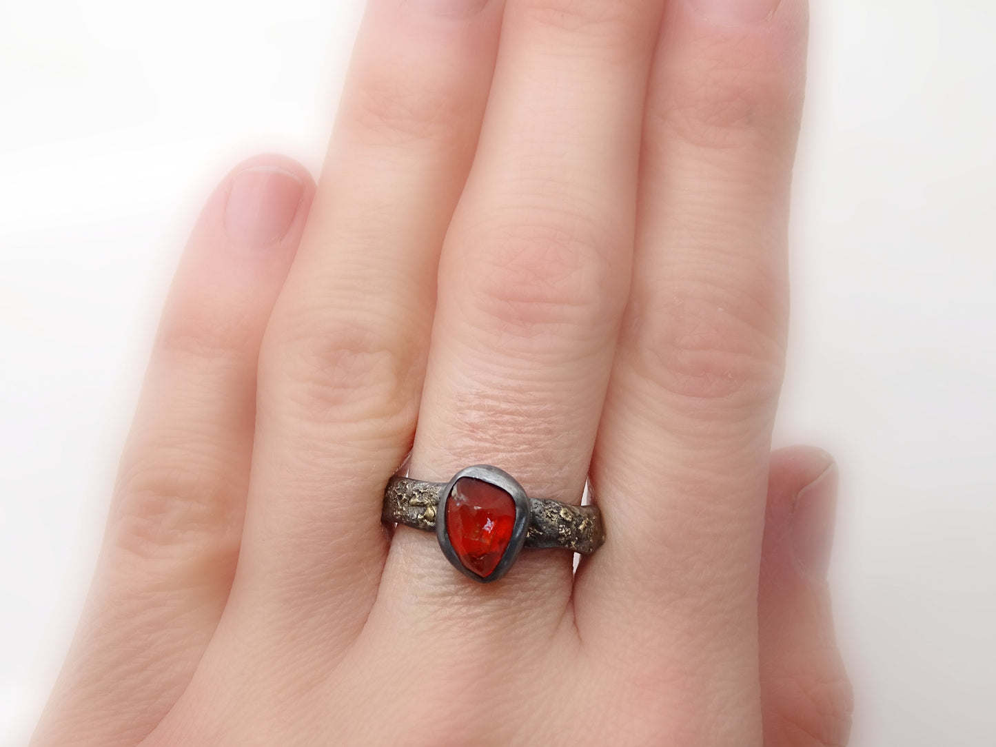 raw fire opal ring