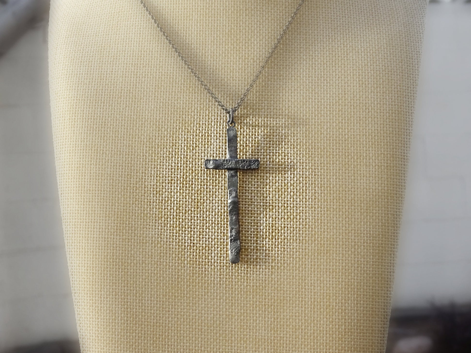 mens cross necklace black silver cross, cross pendant, viking cross for men, rustic cross pendant, molten cross pendant gift for him - CrazyAss Jewelry Designs