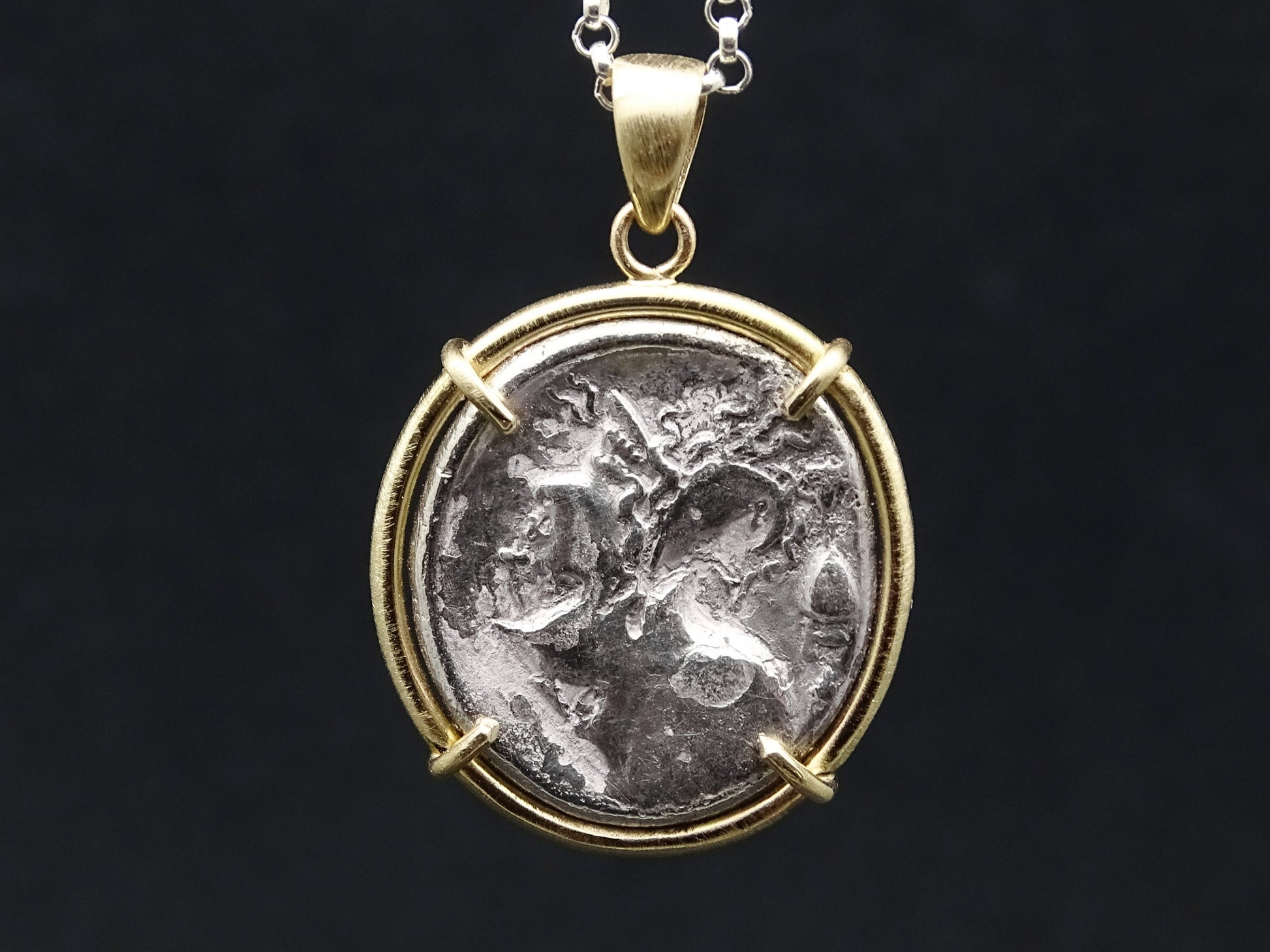 gold Pegasus coin pendant - choose your coin, ancient silver coin, real Greek silver coin necklace, Athena coin pendant winged horse pendant - CrazyAss Jewelry Designs