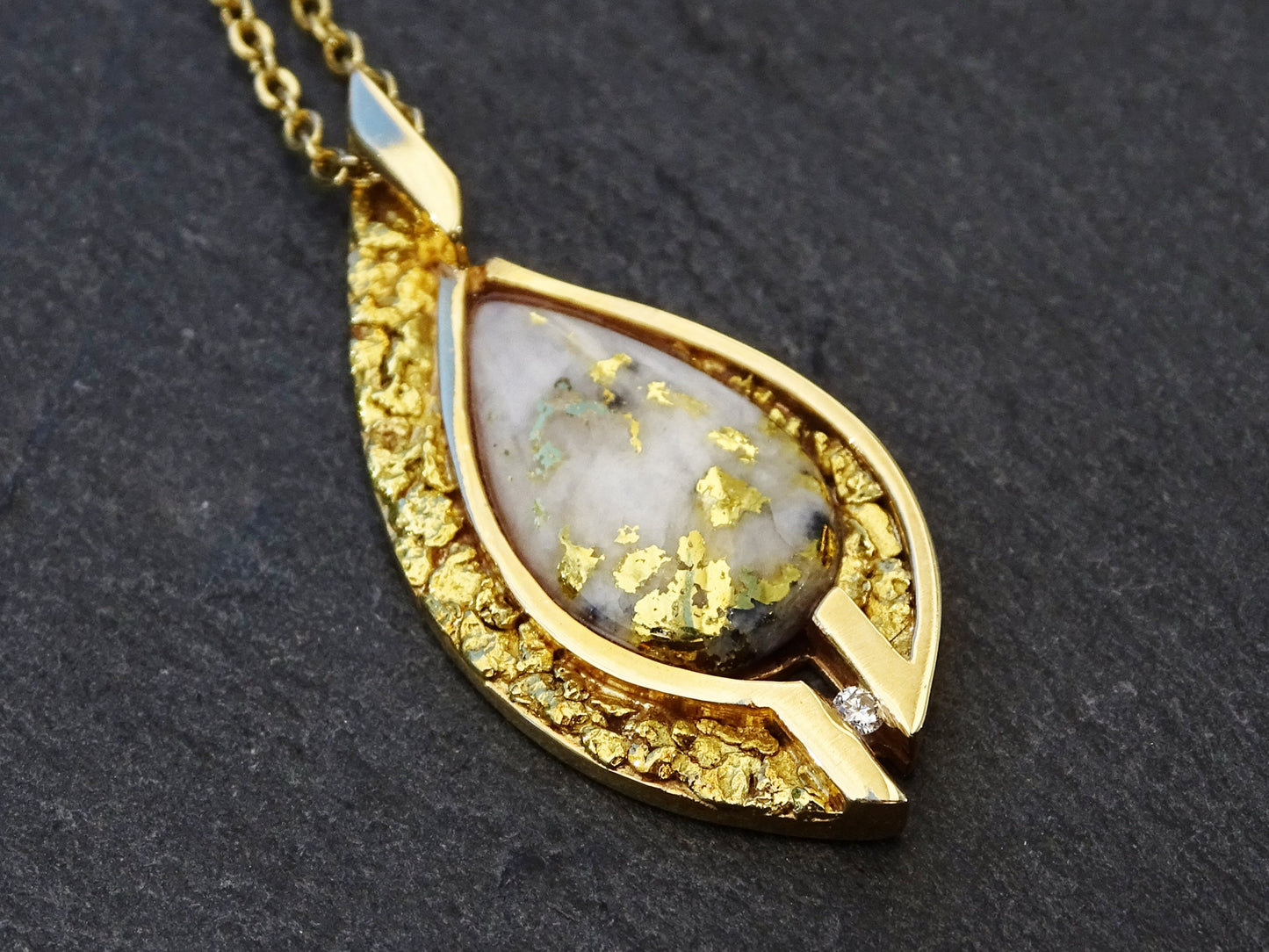 gold in quartz necklace