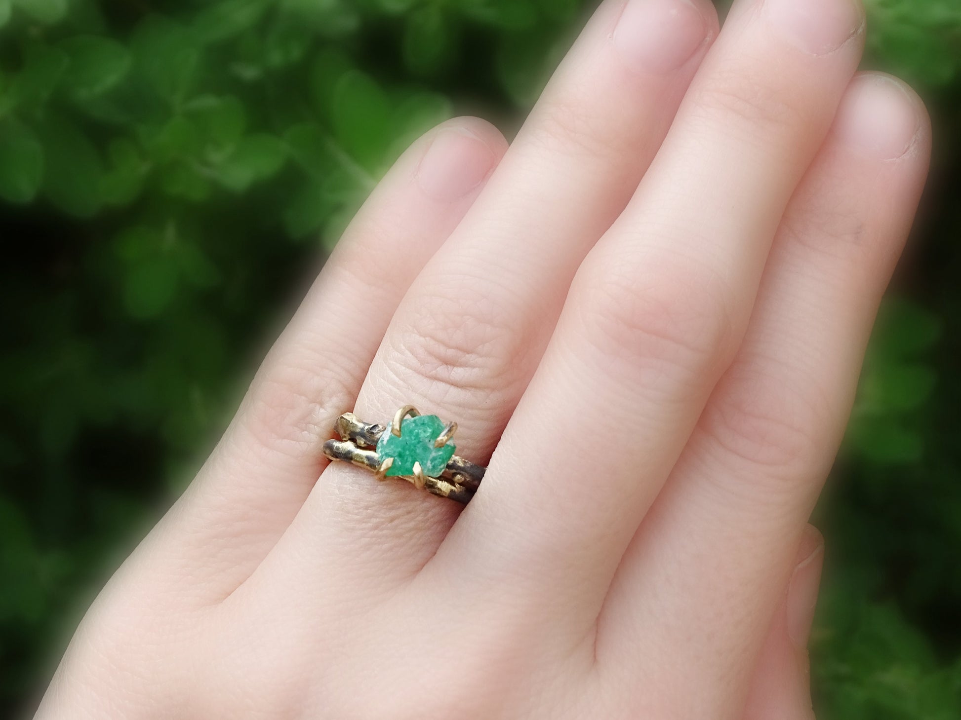emerald ring set stacking rings