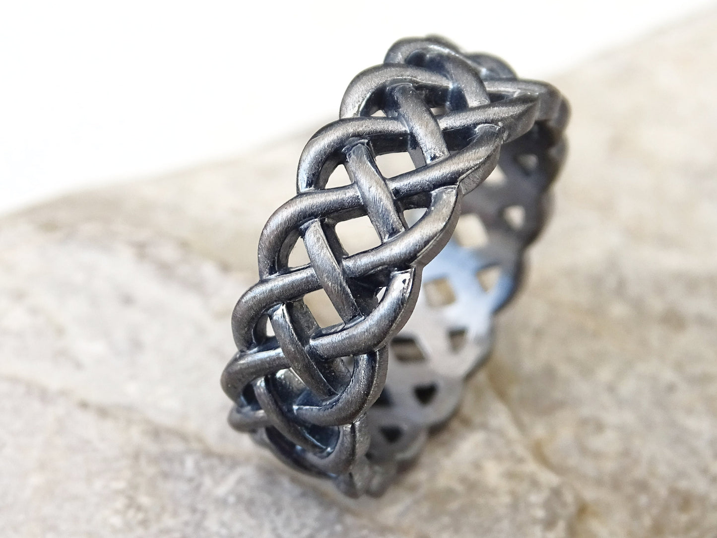 braided style silver ring darkened silver