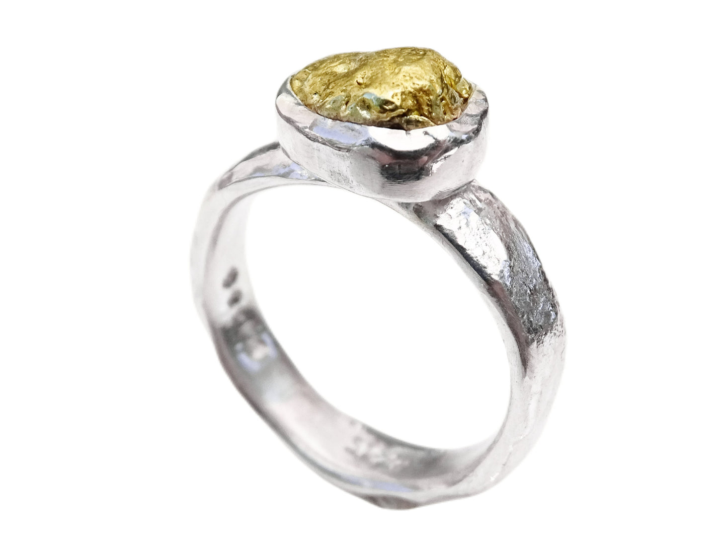 gold nugget ring fine silver band