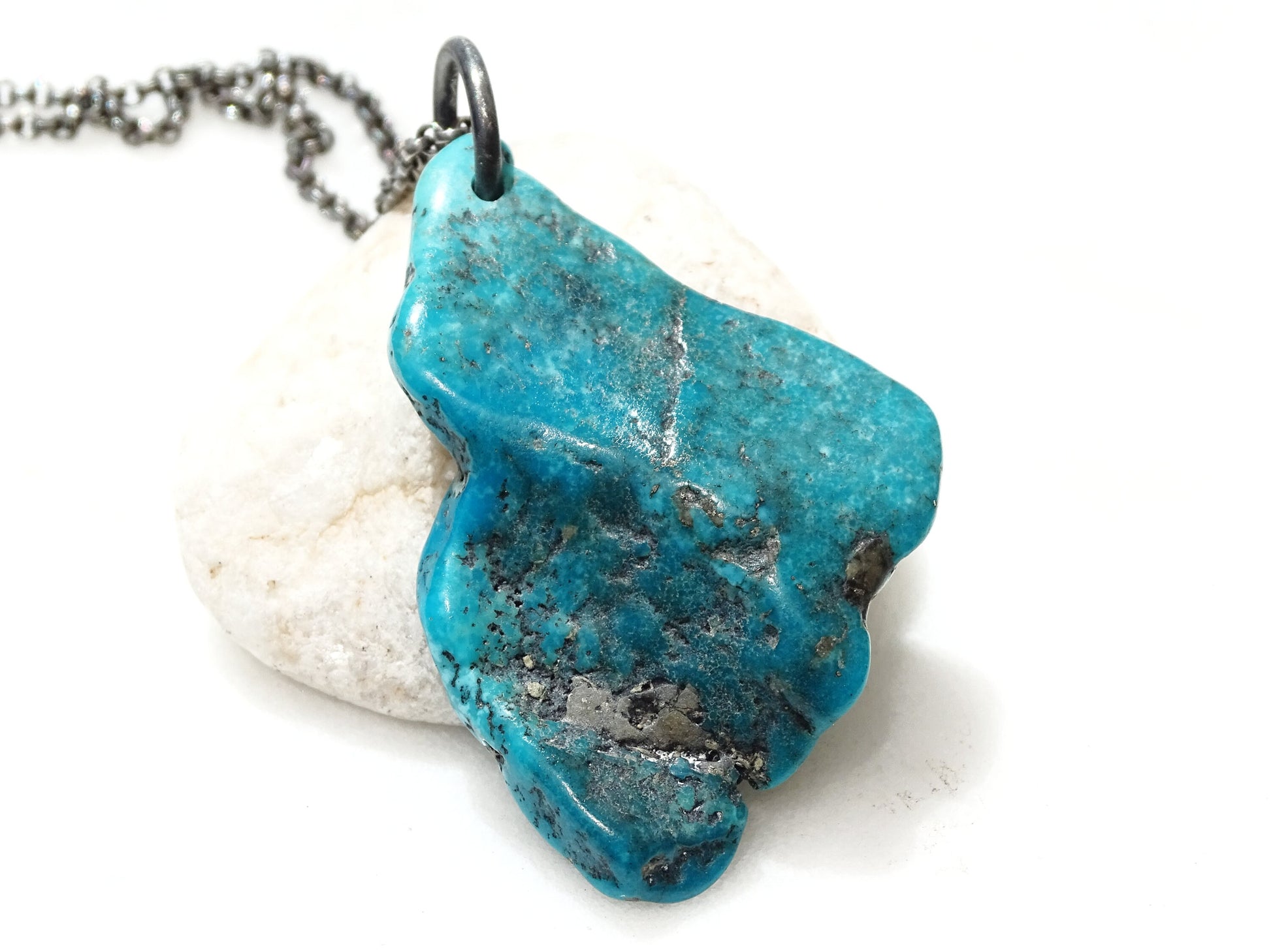 raw turquoise nugget, turquoise pendant