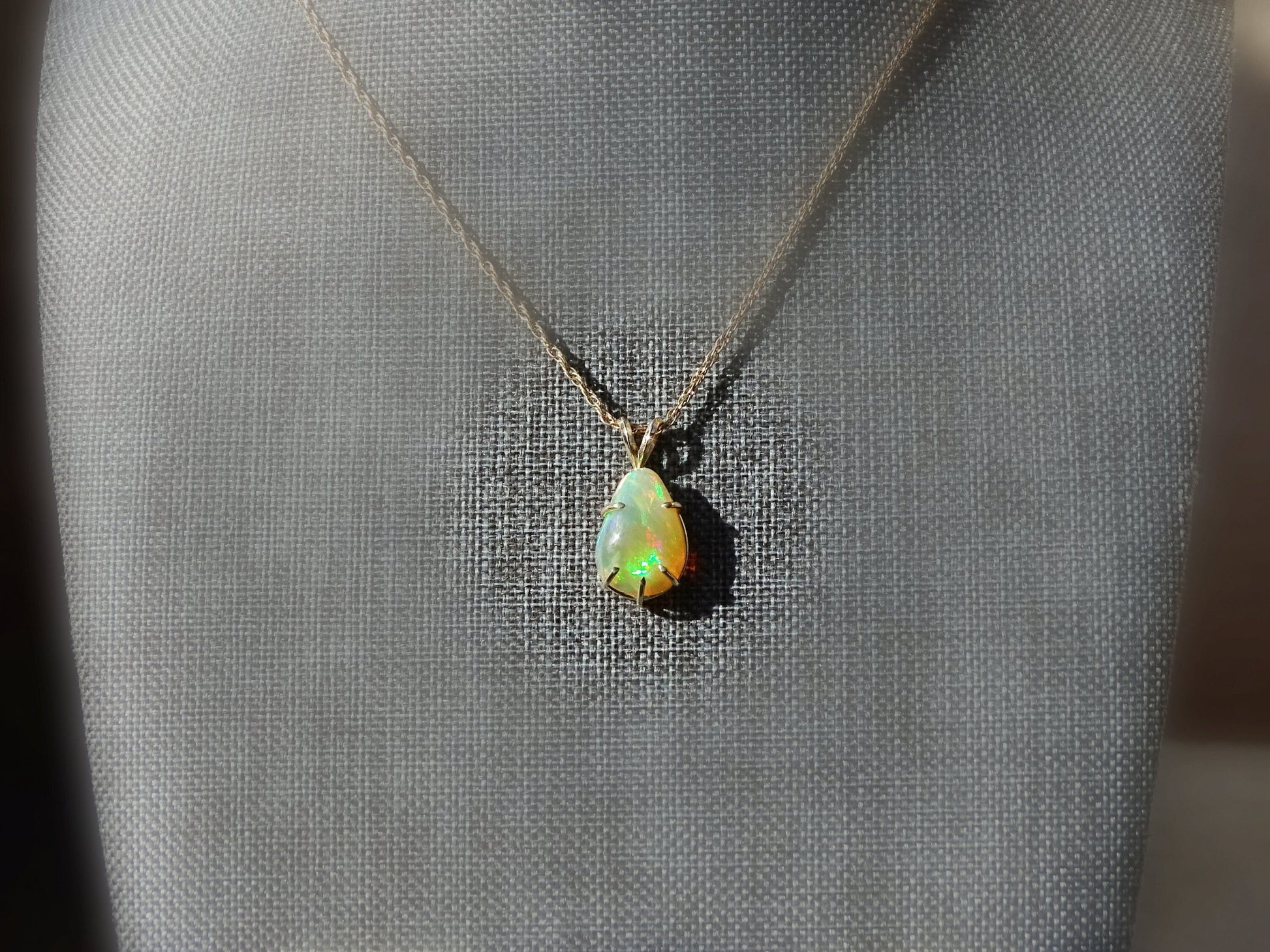 unique gold opal necklace anniversary gift