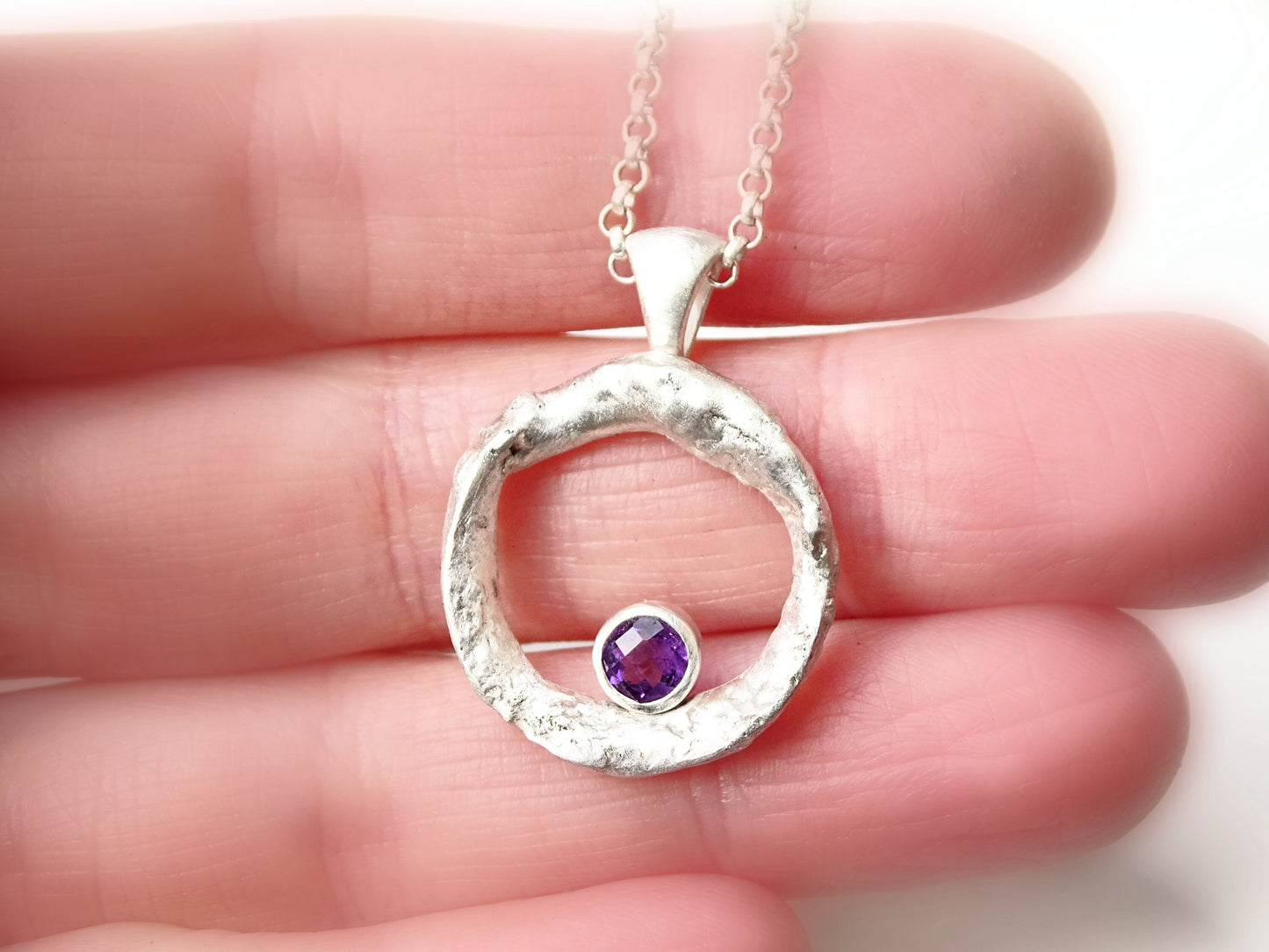 silver amethyst necklace