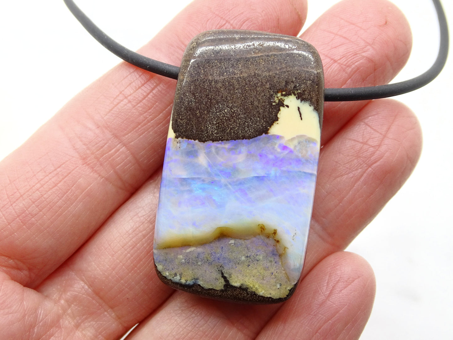 large opal pendant, Australian opal necklace, big Boulder opal necklace mens opal pendant, anniversary gift for men, birthstone pendant - CrazyAss Jewelry Designs