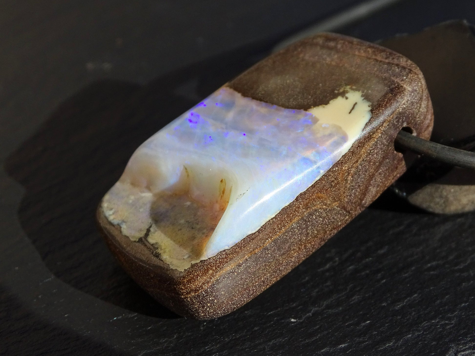 large opal pendant, Australian opal necklace, big Boulder opal necklace mens opal pendant, anniversary gift for men, birthstone pendant - CrazyAss Jewelry Designs