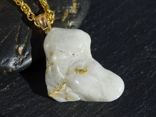 California gold natural gold in quartz nugget pendant on gold filled chain