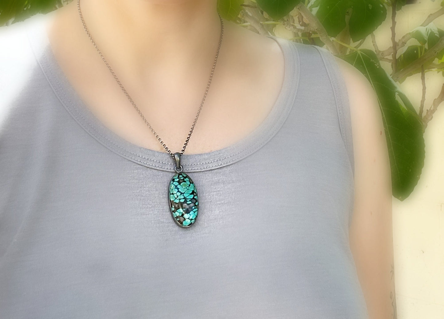 minimalist turquoise necklace layering necklace