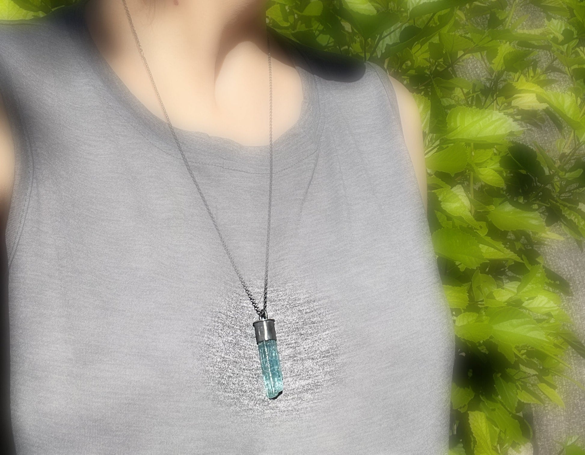 Vietnam aquamarine pendant aquamarine crystal necklace