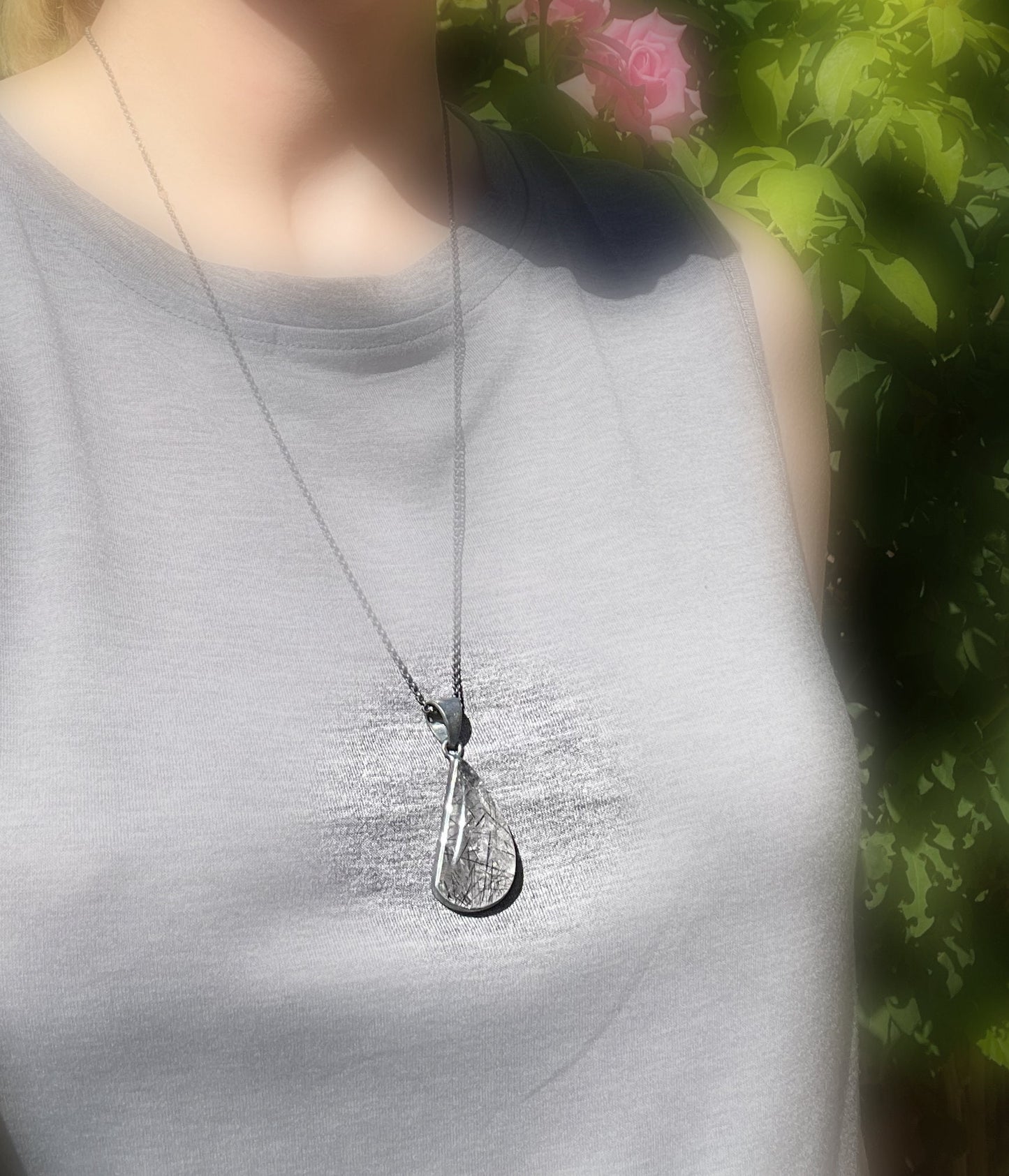 tourmaline in quartz pendant