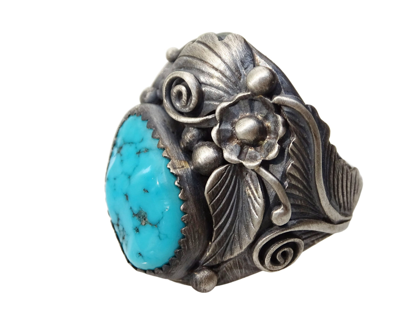 Henry sam turquoise ring silver, mens turquoise ring black silver, large mens silver ring, Native American pawn jewelry, gift for her - CrazyAss Jewelry Designs