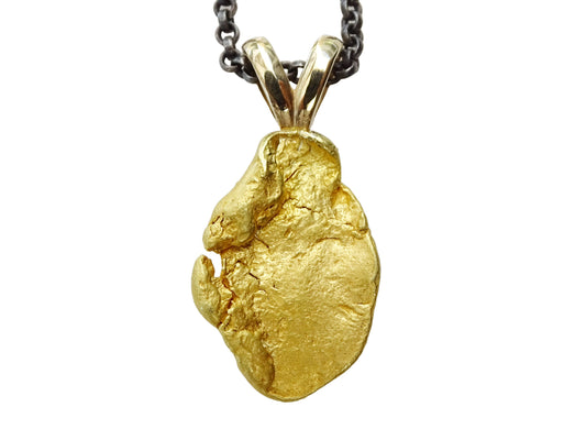 Yukon gold nugget pendant, raw gold nugget necklace, real gold nugget pendant, Canadian gold nugget necklace, gold miner pendant gift - CrazyAss Jewelry Designs