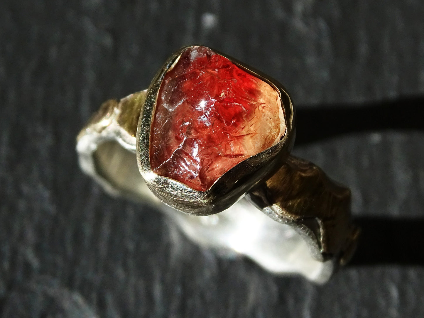 Oregon sunstone ring in 14k gold and sterling silver - CrazyAss Jewelry Designs