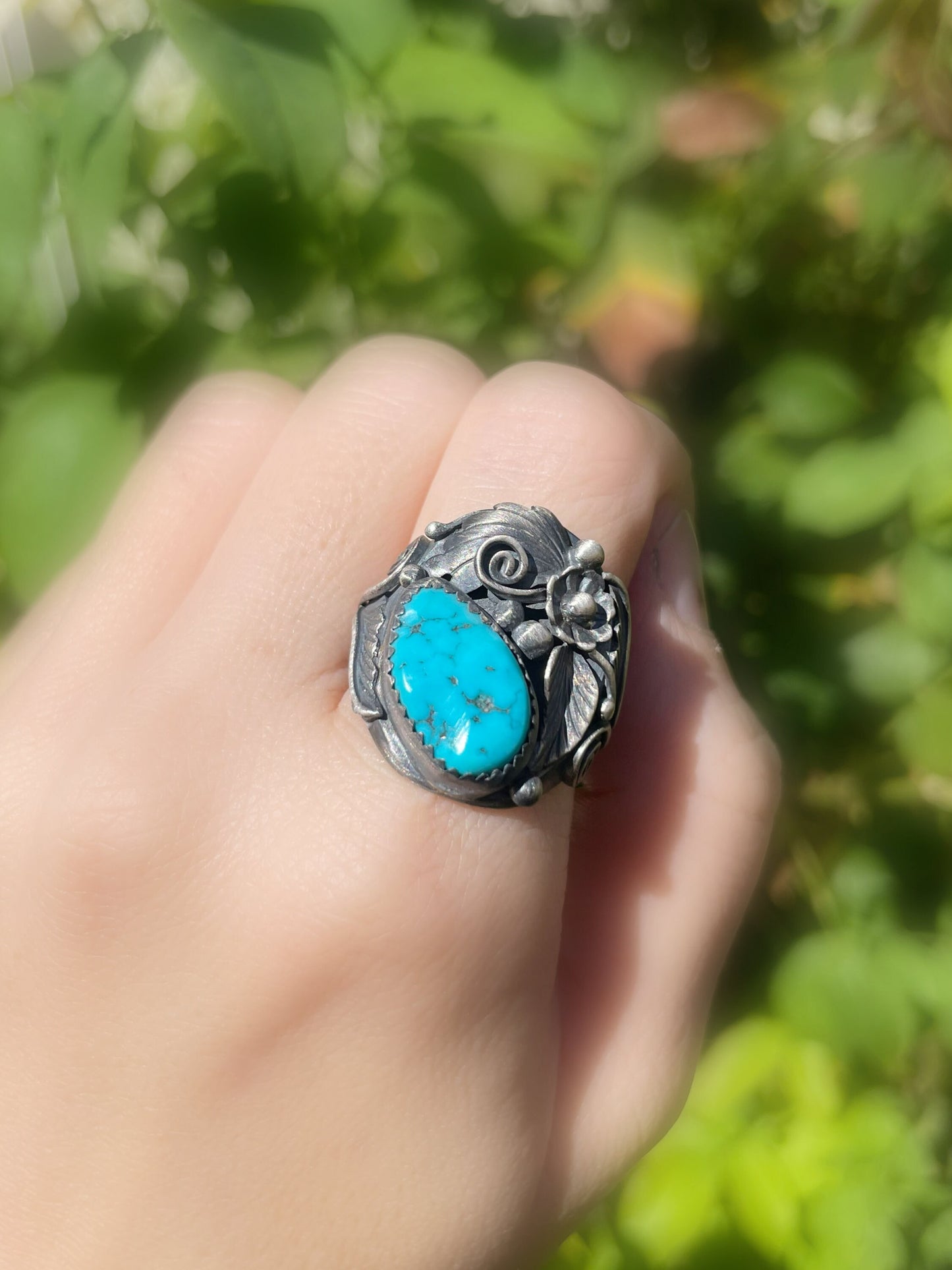 Henry sam turquoise ring silver, mens turquoise ring black silver, large mens silver ring, Native American pawn jewelry, gift for her - CrazyAss Jewelry Designs