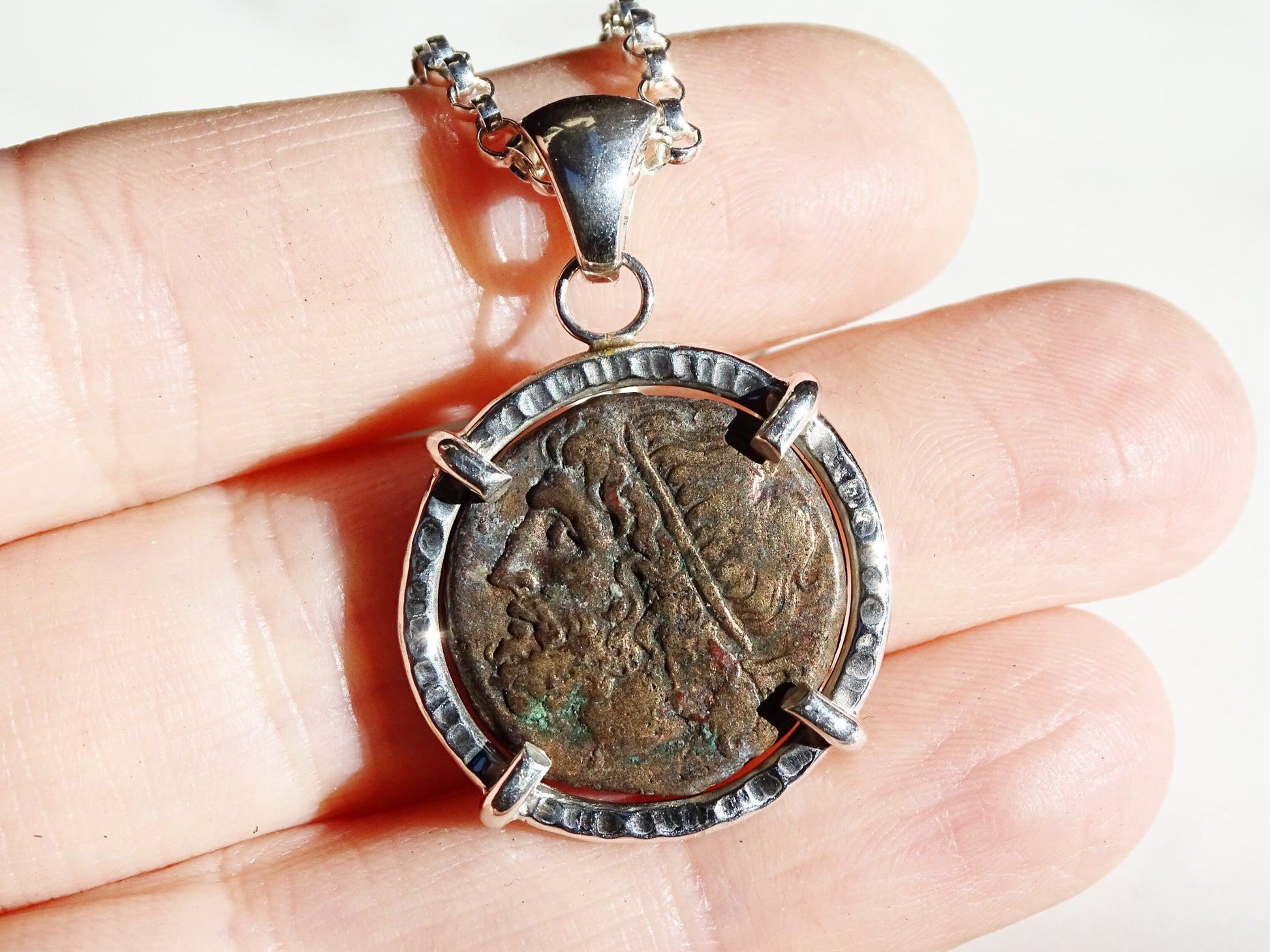 ancient Greek Poseidon coin pendant