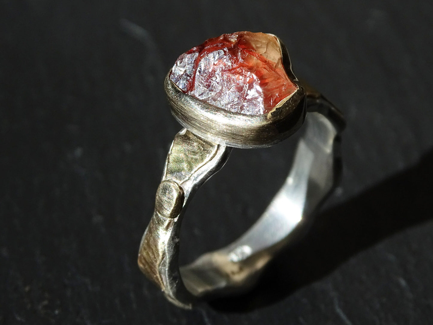 Oregon sunstone ring in 14k gold and sterling silver - CrazyAss Jewelry Designs