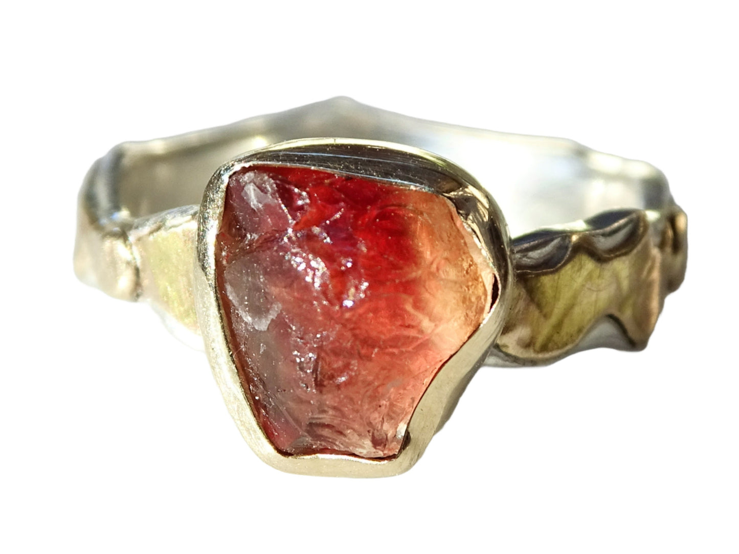 Oregon sunstone ring in 14k gold and sterling silver - CrazyAss Jewelry Designs