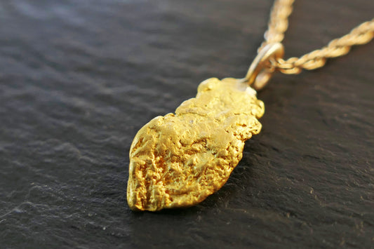 small gold nugget pendant, real gold nugget necklace, solid gold nugget pendant, gold nugget necklace, gift for women, gold rush pendant - CrazyAss Jewelry Designs