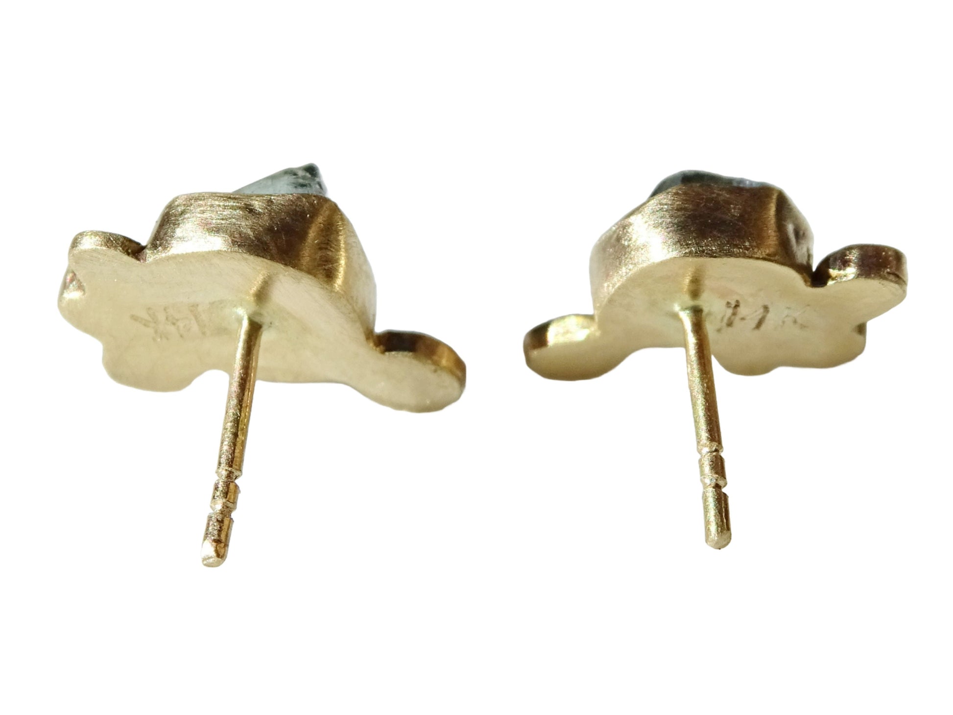 blue sapphire gold stud earrings in 14k gold - CrazyAss Jewelry Designs