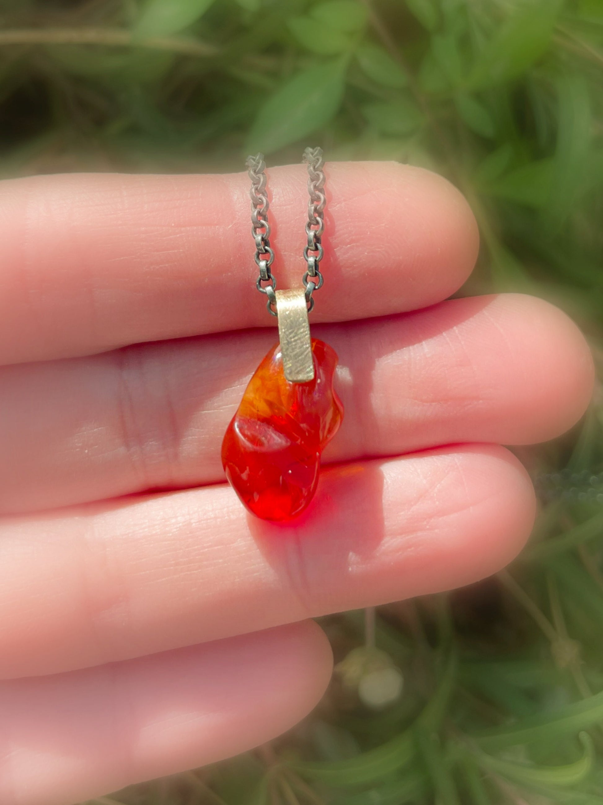 red fire opal pendant