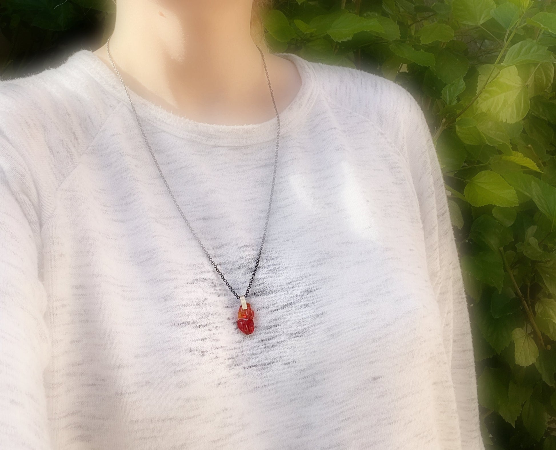 red fire opal pendant