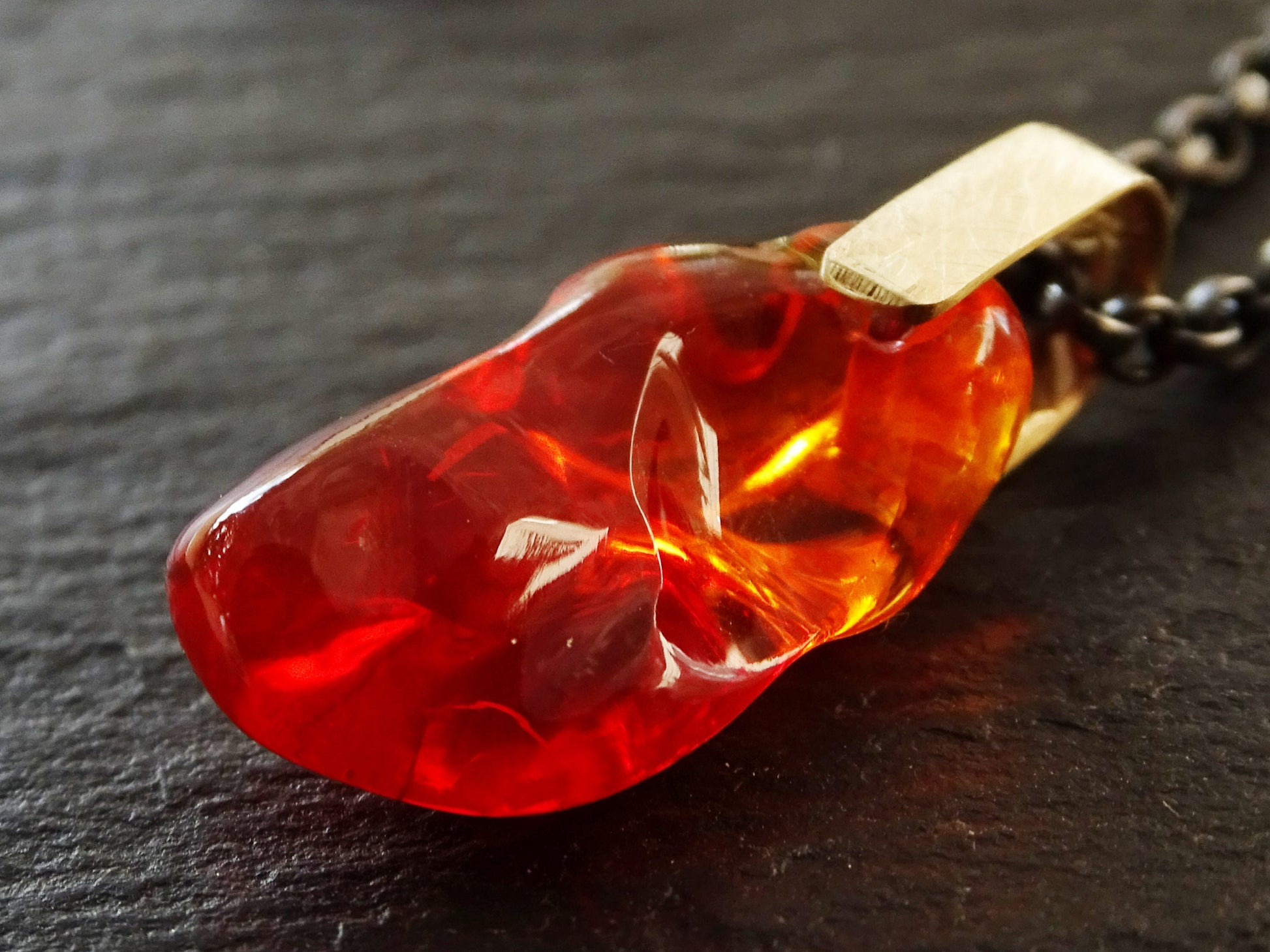 red fire opal pendant