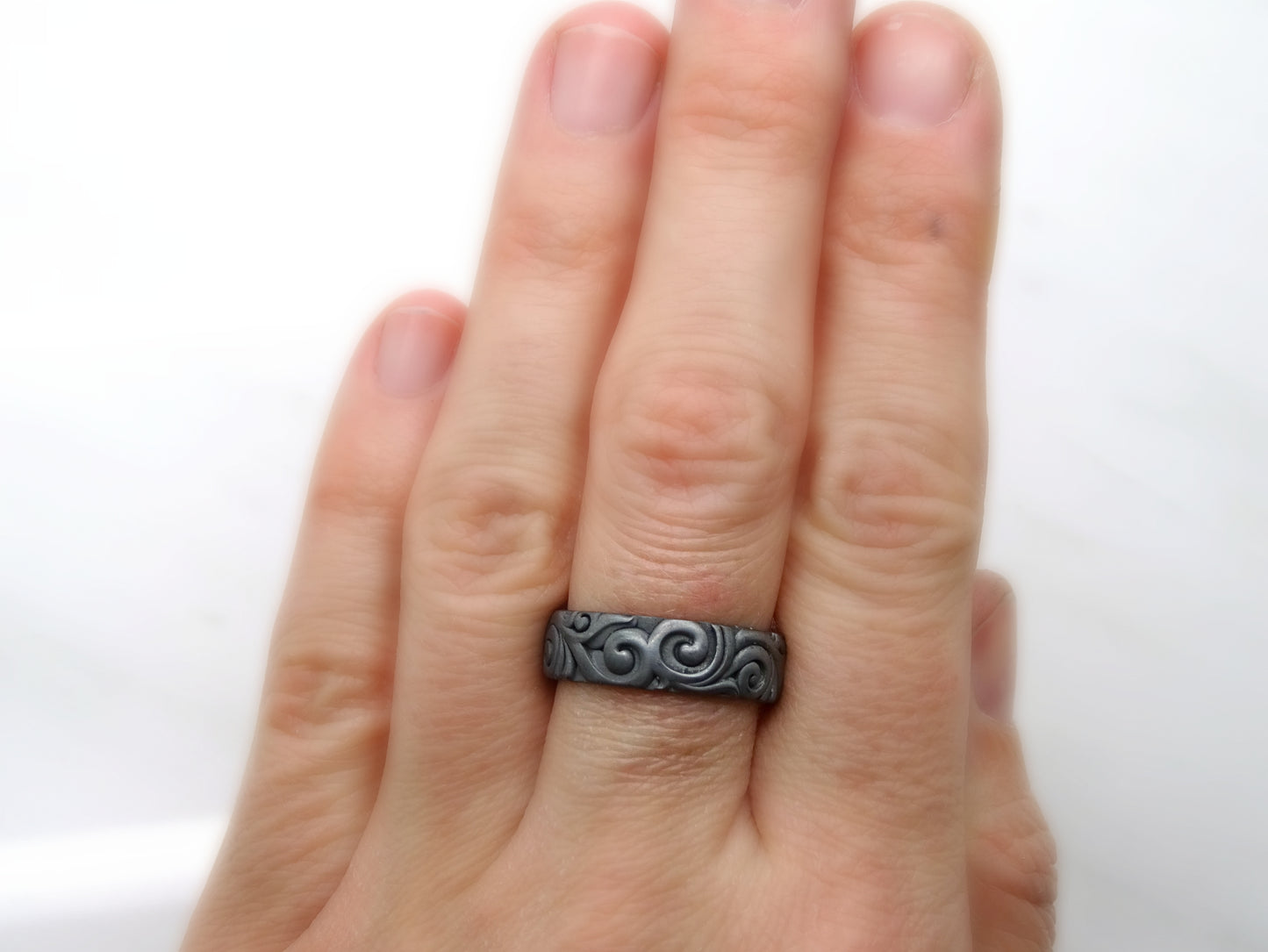 sculptural black sterling silver ring